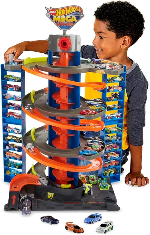 Hot Wheels City Mega Garage Playset with Corkscrew Elevator & Storage for 60+ Cars