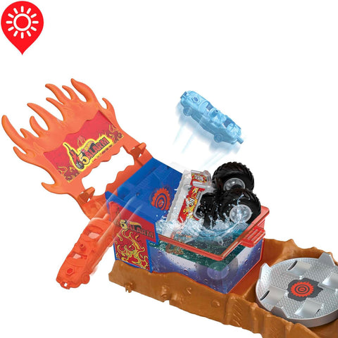 Hot Wheels Monster Trucks Arena Smashers Color Shifters 5-Alarm Rescue Playset