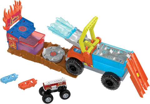 Hot Wheels Monster Trucks Arena Smashers Color Shifters 5-Alarm Rescue Playset