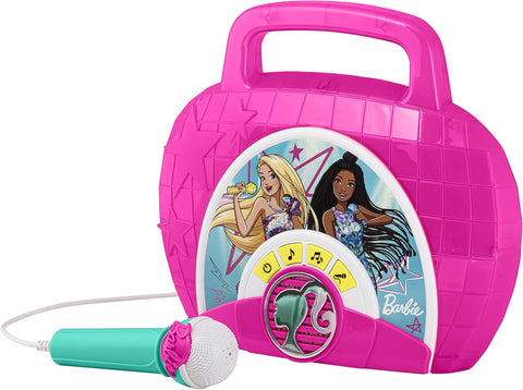 KIDDESIGNS Barbie Sing Along BoomBox Speaker with Microphone