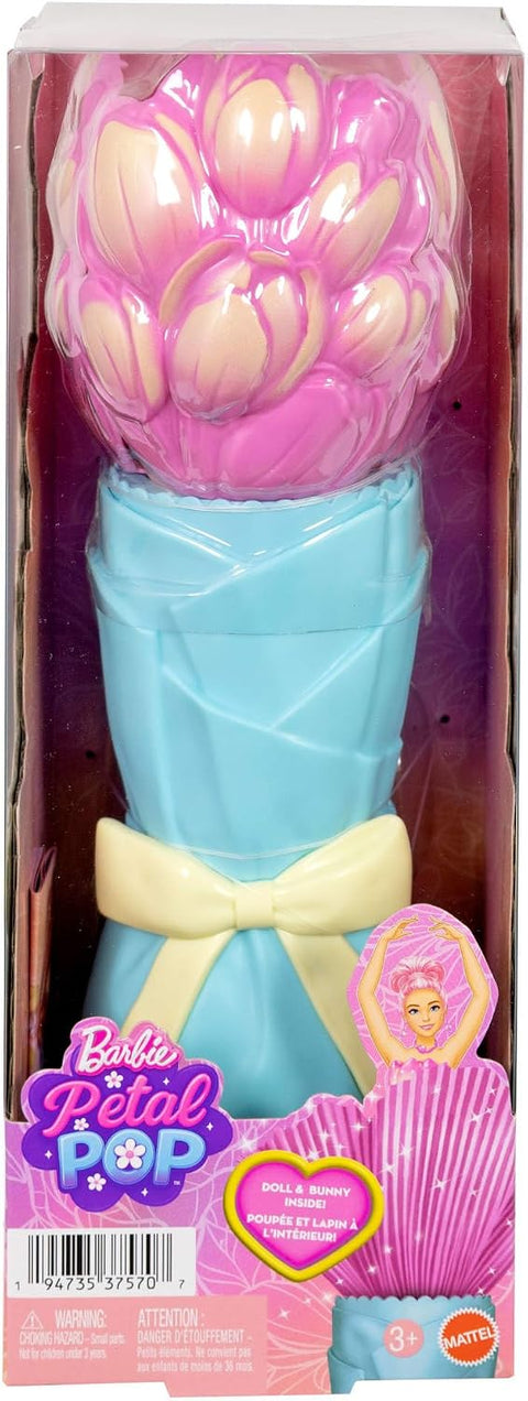 Barbie Petal Pop Scented Fashion Doll With Pink Tulip Dress, Reveal Accessories Like Bunny & More JMF57