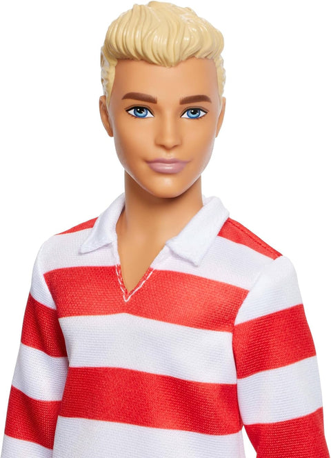 Barbie Fashionistas Ken Doll #241 in Red Striped Top And Pink Shorts With White Sneakers, Blonde HYV01
