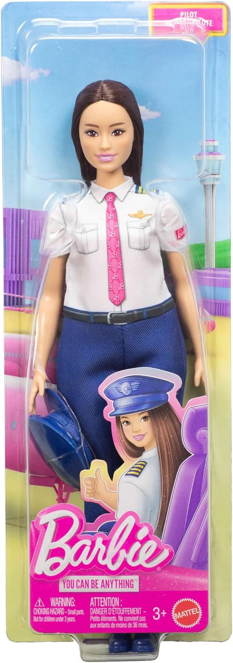Barbie Careers Pilot Doll & Accessory, Fashion Doll Wearing Removable Uniform & Shoes With Hat JKF75