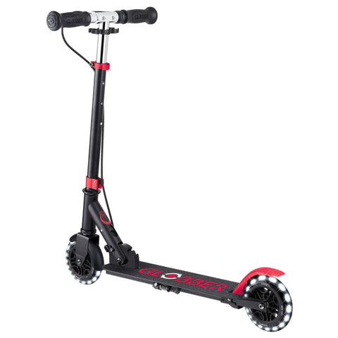 Globber Flow Element Junior Lights Foldable Scooter Black/Red 3+ Years