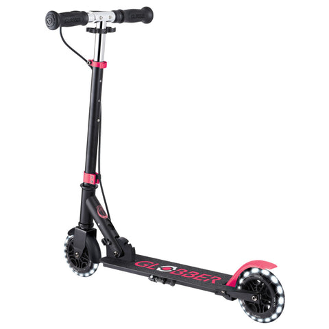 Globber Flow Element Junior Lights Foldable Scooter Black/Pink 3+ Years