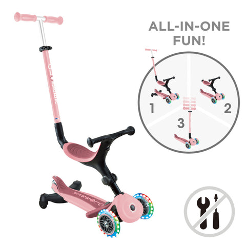 Globber GO•UP ACTIVE LIGHTS 360° Foldable Scooter Pastel Pink 3-9 Years