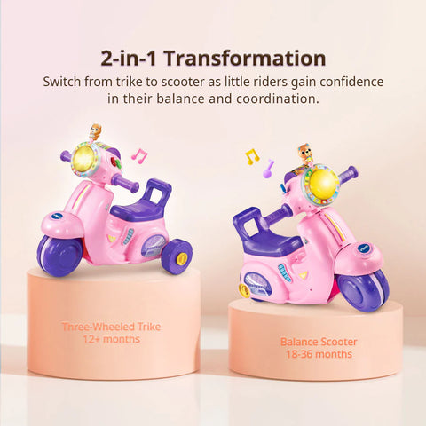 VTech 2-in-1 Ride & Balance Scooter Pink