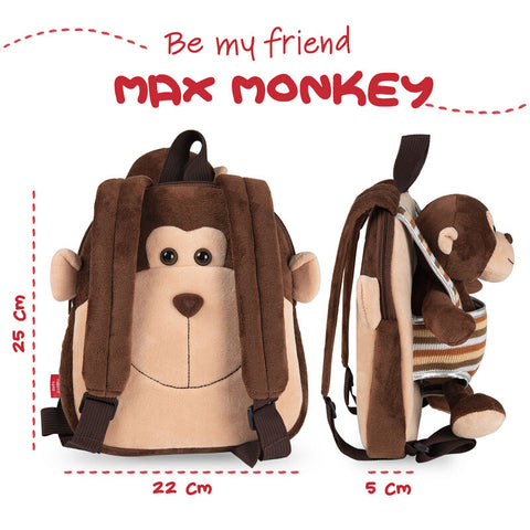 Max Monkey Reversible Backpack With Plush Toy 25cm