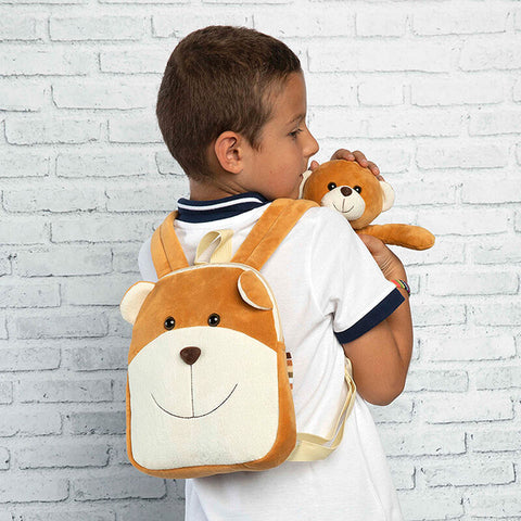 Perletti Benji Bear Reversible Backpack With Plush Toy 25cm