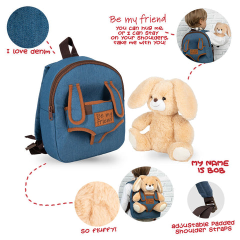 Perletti Bob Bunny Backpack With Plush Toy 26cm