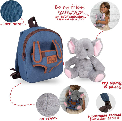 Perletti Elephant Allie Backpack With Plush Toy 26 cm