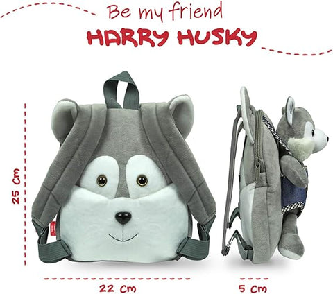 Perletti Husky Harry Reversible Backpack With Plush Toy 26cm