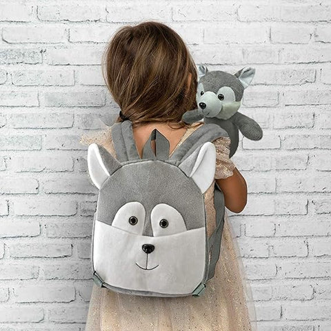 Perletti Husky Harry Reversible Backpack With Plush Toy 26cm