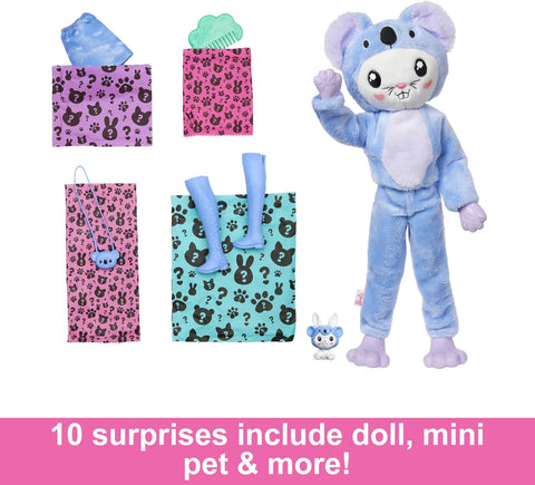 Barbie Cutie Reveal with Animal Plush Costume & 10 Surprises Bunny as a Koala