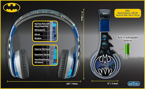 KIDDESIGNS Youth Wireless Headphones Batman