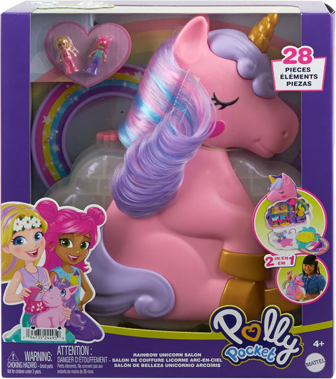 Polly Pocket 2 in 1 Beauty Salon Rainbow Unicorn