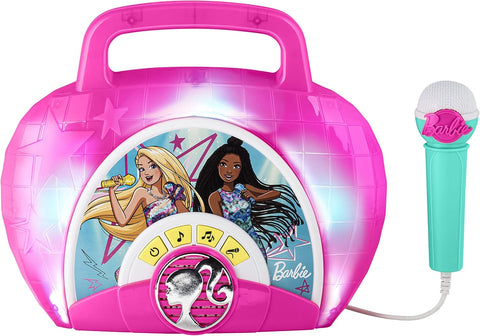 KIDDESIGNS Barbie Sing Along BoomBox Speaker with Microphone