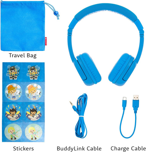 Buddyphones Play+ Wireless Headphones Cool Blue