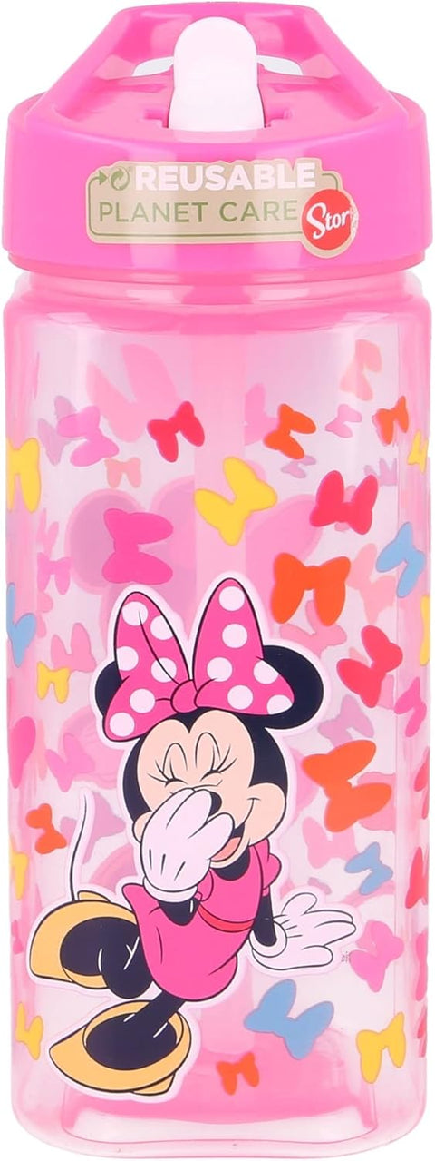 Disney Minnie Mouse Water Bottle 530ml With Straw