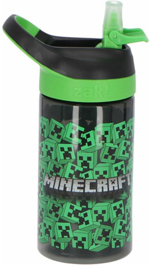 Minecraft Black Mob Heads PP Water Bottle With Straw 450ml