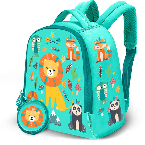 Neoprene Animals Backpacks With Purse Aqua 25cm