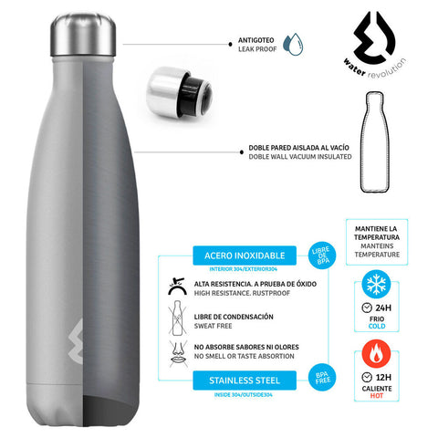 Water Revolution Thermal Stainless Steel Water Bottle Pink 500ml