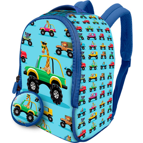 Neoprene Cars Backpack With Purse 26cm