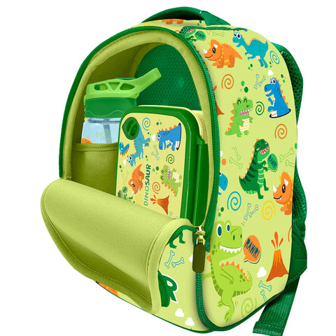 Neoprene Dinosaur 2 Backpack With Purse Green 26cm