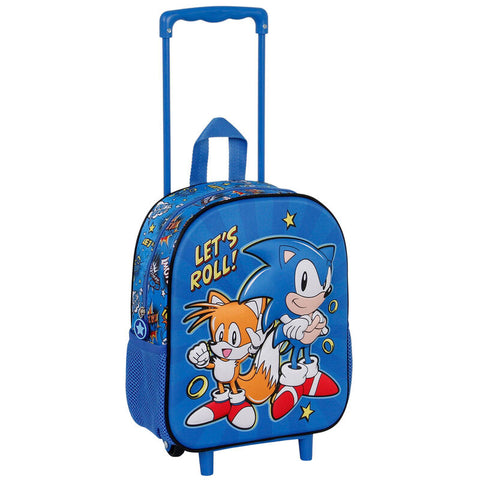 Sonic The Hedgehog Let's Roll 3D Trolley Backpack 34cm