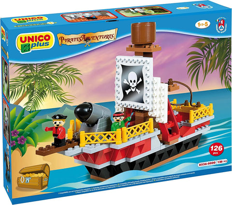 Pirate Adventures Boat, Unico Plus, 126 Pieces