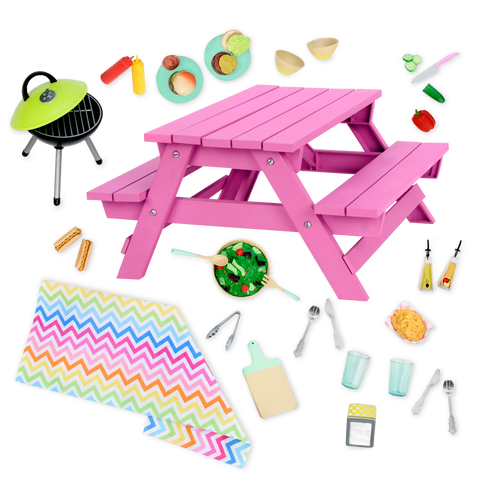 Our Generation Picnic Table & Play Food for 18" Dolls