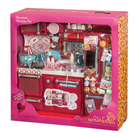 Our Generation Gourmet Kitchen Set Red for 18" Dolls