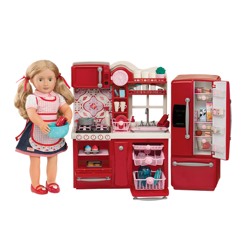 Our Generation Gourmet Kitchen Set Red for 18" Dolls