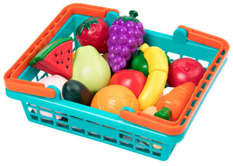 Battat Farmers Market Produce Basket Velcro Play Food