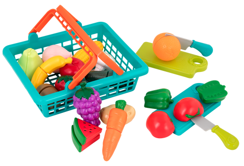 Battat Farmers Market Produce Basket Velcro Play Food