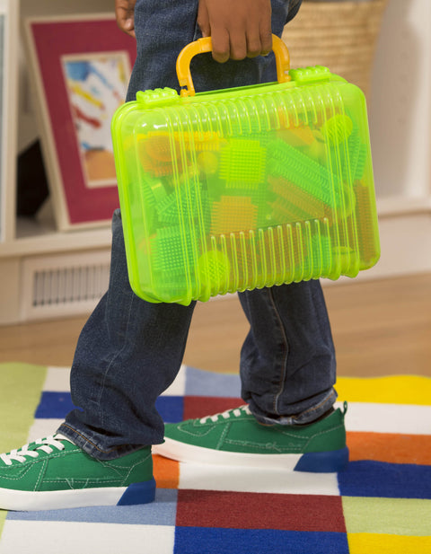 Battat Safari Adventure Carrying Case Building Bristle Blocks Set 85 Pieces