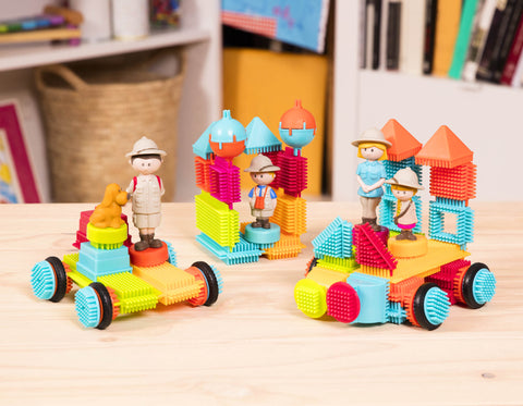 Battat Safari Adventure Carrying Case Building Bristle Blocks Set 85 Pieces