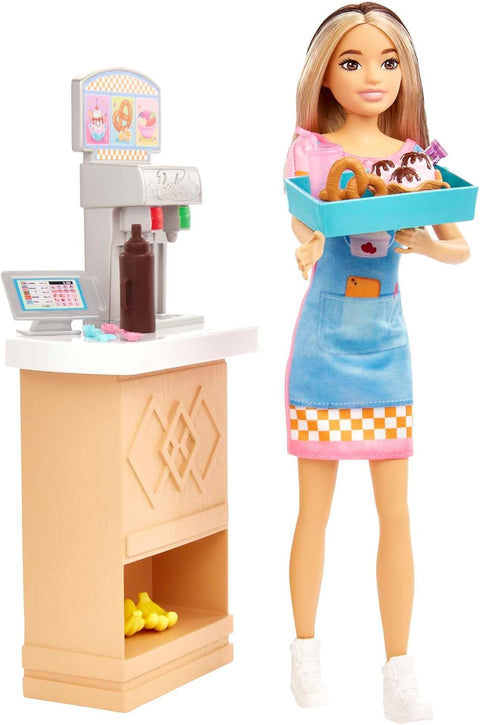 Barbie Skipper Doll and Snack Bar Playset with Color-Change Feature and Accessories, First Jobs