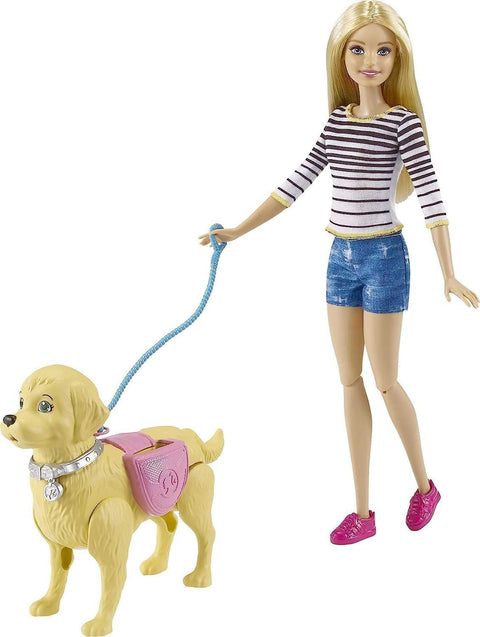 Barbie Walk & Potty Pup Set With Doll & Tail-Activated Pooping Puppy