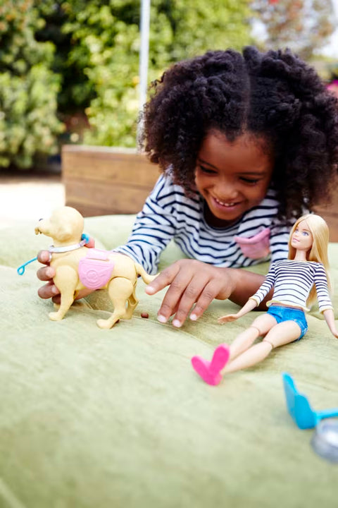 Barbie Walk & Potty Pup Set With Doll & Tail-Activated Pooping Puppy