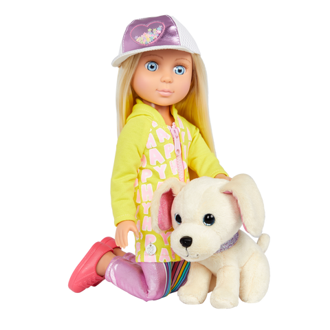 Glitter Girls Lora & Cleo Posable 36cm Doll & Pet Golden Retriever