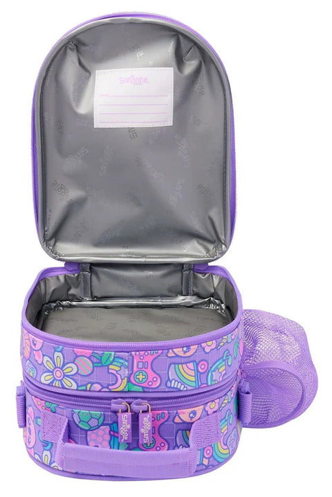 Smiggle Curious Lilac Hardtop Level Curve Lunch Bag With Strap