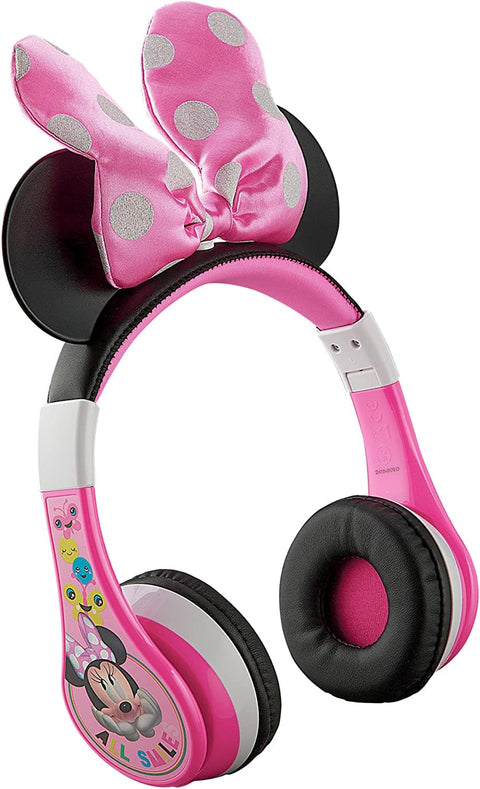 KIDDESIGNS Minnie Mouse Youth Wireless Headphones With Bow