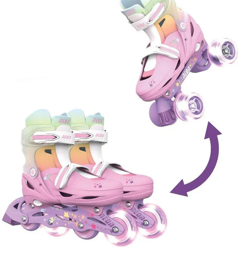 Yvolution Neon 2in1 Combo Skates Rainbow Size 35-39