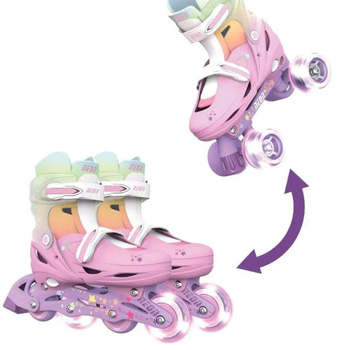 Yvolution Neon 2in1 Combo Skates Rainbow Size 30-33