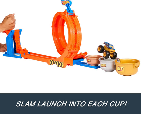 Hot Wheels Monster Trucks Loop-And-Flip Trophy Challenge Playset & Die-Cast Bigfoot Toy Truck