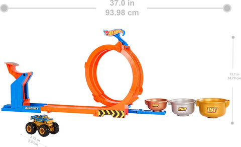 Hot Wheels Monster Trucks Loop-And-Flip Trophy Challenge Playset & Die-Cast Bigfoot Toy Truck