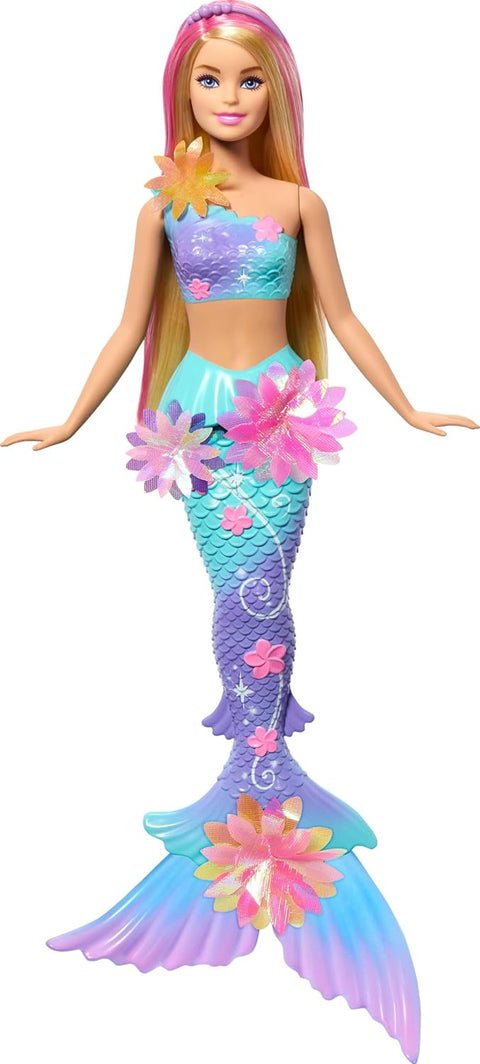 Barbie Flower Magic Mermaid Toy Doll With Surprise Blooming Flowers Feature & Pearl Headband Accessory