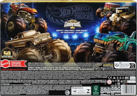Hot Wheels Monster Trucks Trophy Champions Collection, 5 1:64 Scale Toy Trucks & 6 Die-Cast Cars