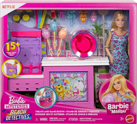Barbie Mysteries: Beach Detectives Malibu Doll, Cotton Candy Game Playset & Accessories
